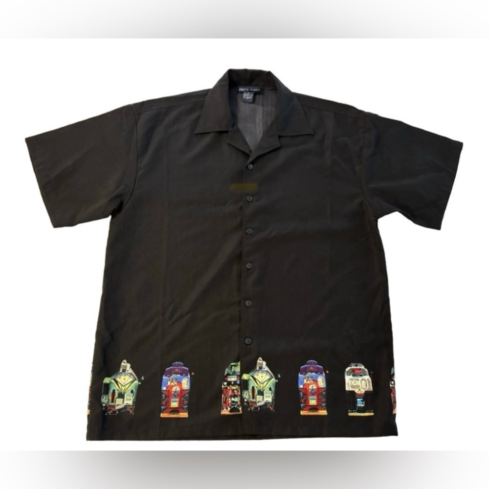 Men's Black Las Vegas Button-Up Shirt Size Medium